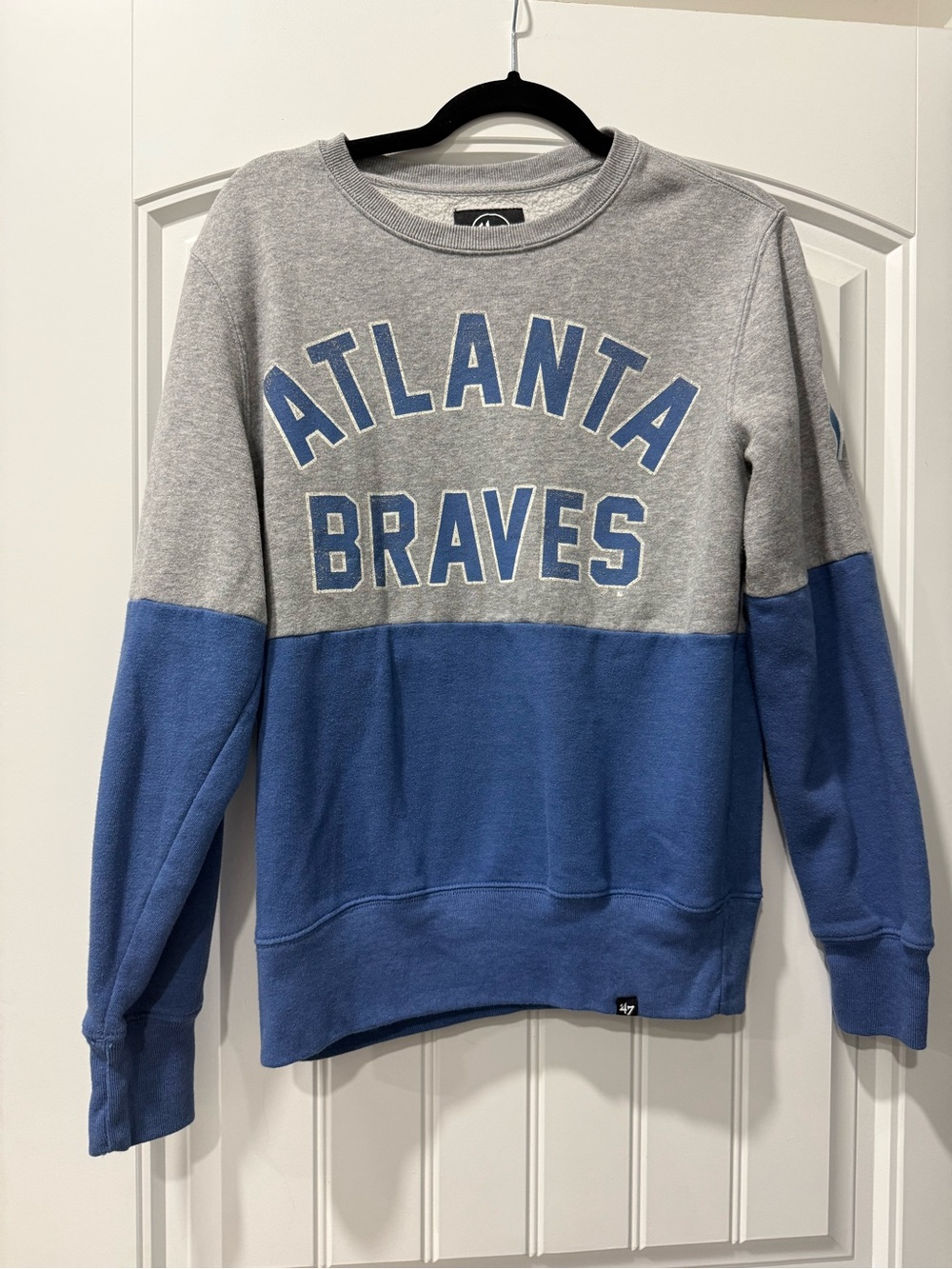 47 Brand Two-Tone Gray and Blue Atlanta Braves Crewneck